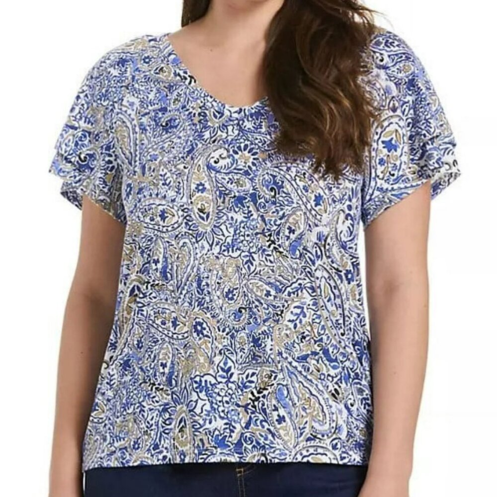 Rafaella Women's Knit V-Neck XXL, SET OF 2 Different Shirts